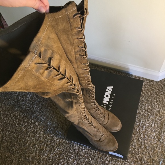 (SOLD)✨ Taupe Thigh High Boots - Picture 3 of 4